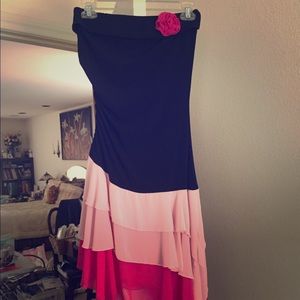 🔻Black & pink tube-top party dress
